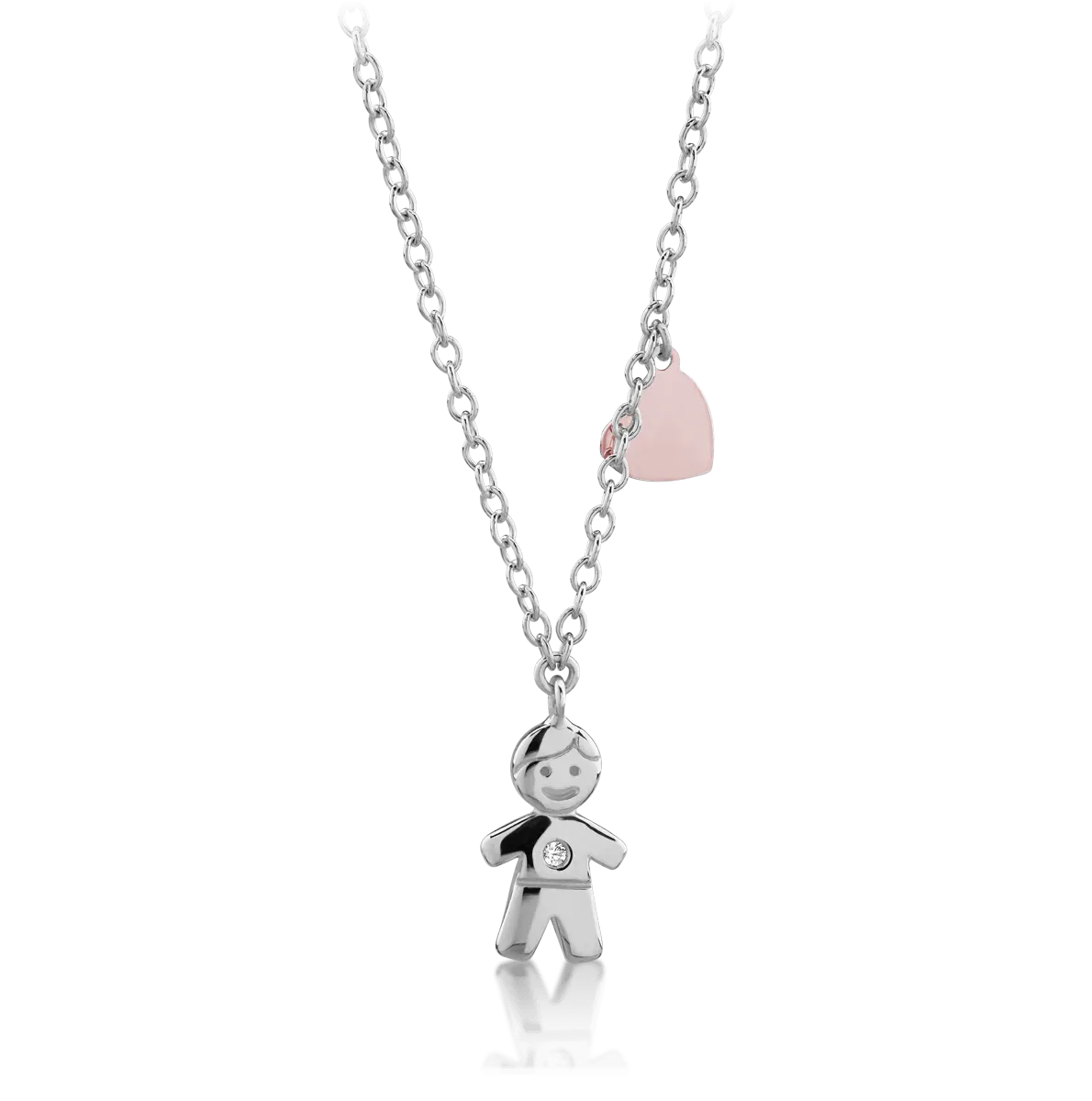 14K white gold boy pendant necklace