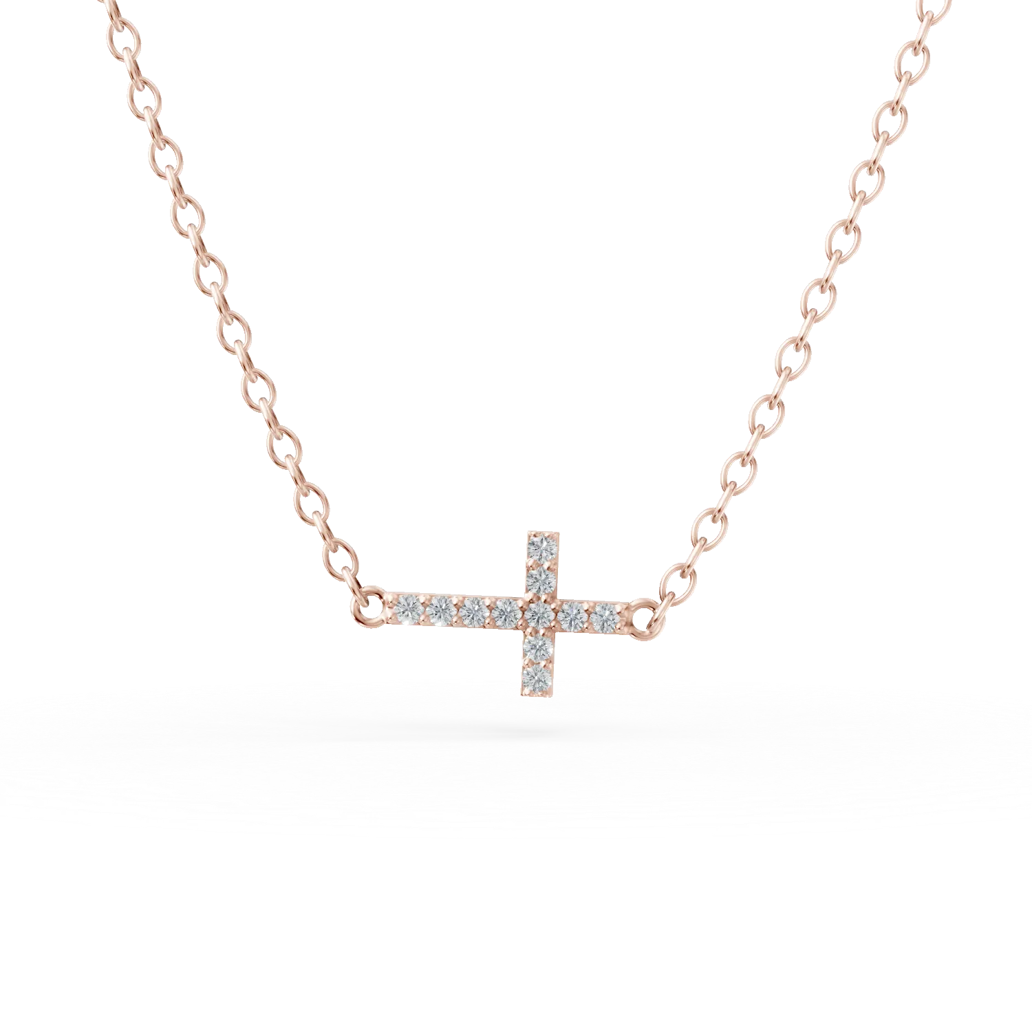 Rose gold cross pendant necklace with zirconia