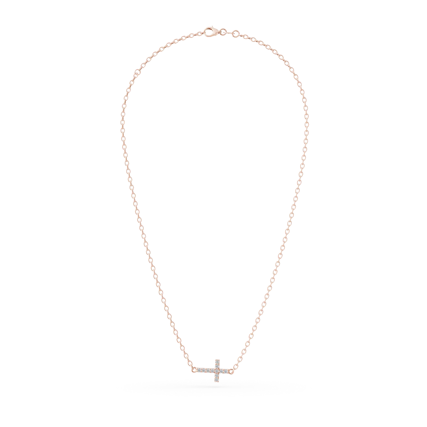 Rose gold cross pendant necklace with zirconia