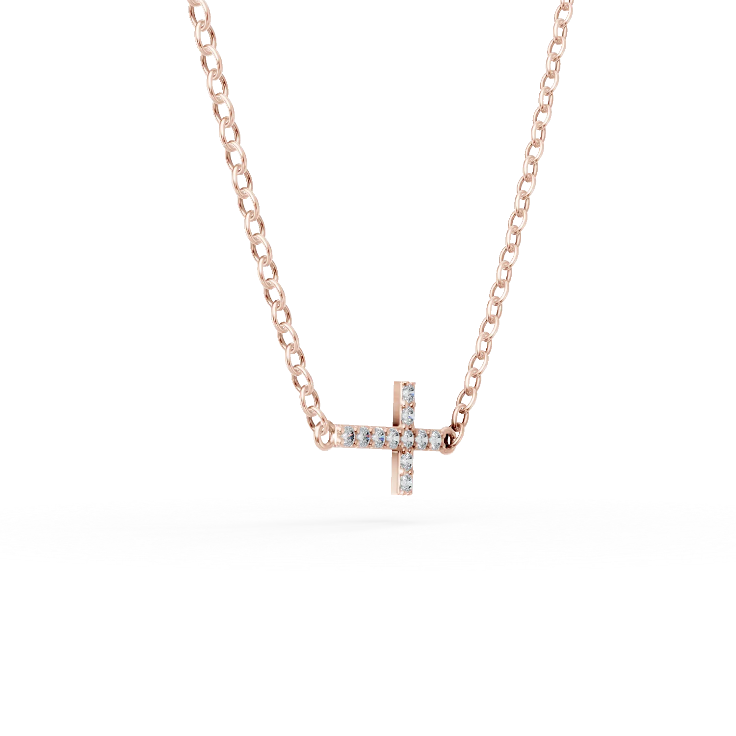 Rose gold cross pendant necklace with zirconia