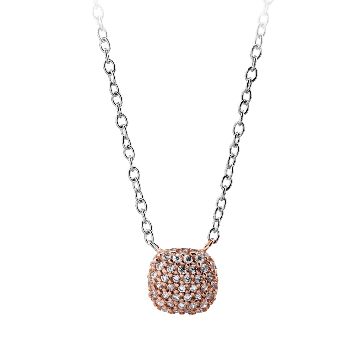 14K white-rose gold pendant necklace