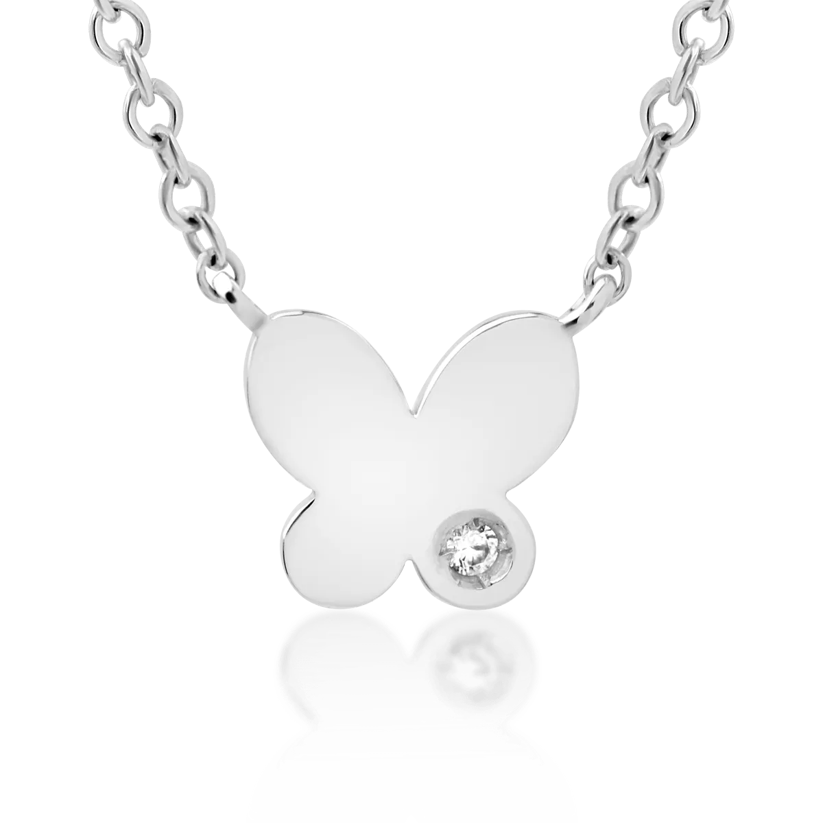 14K white gold butterfly pendant necklace