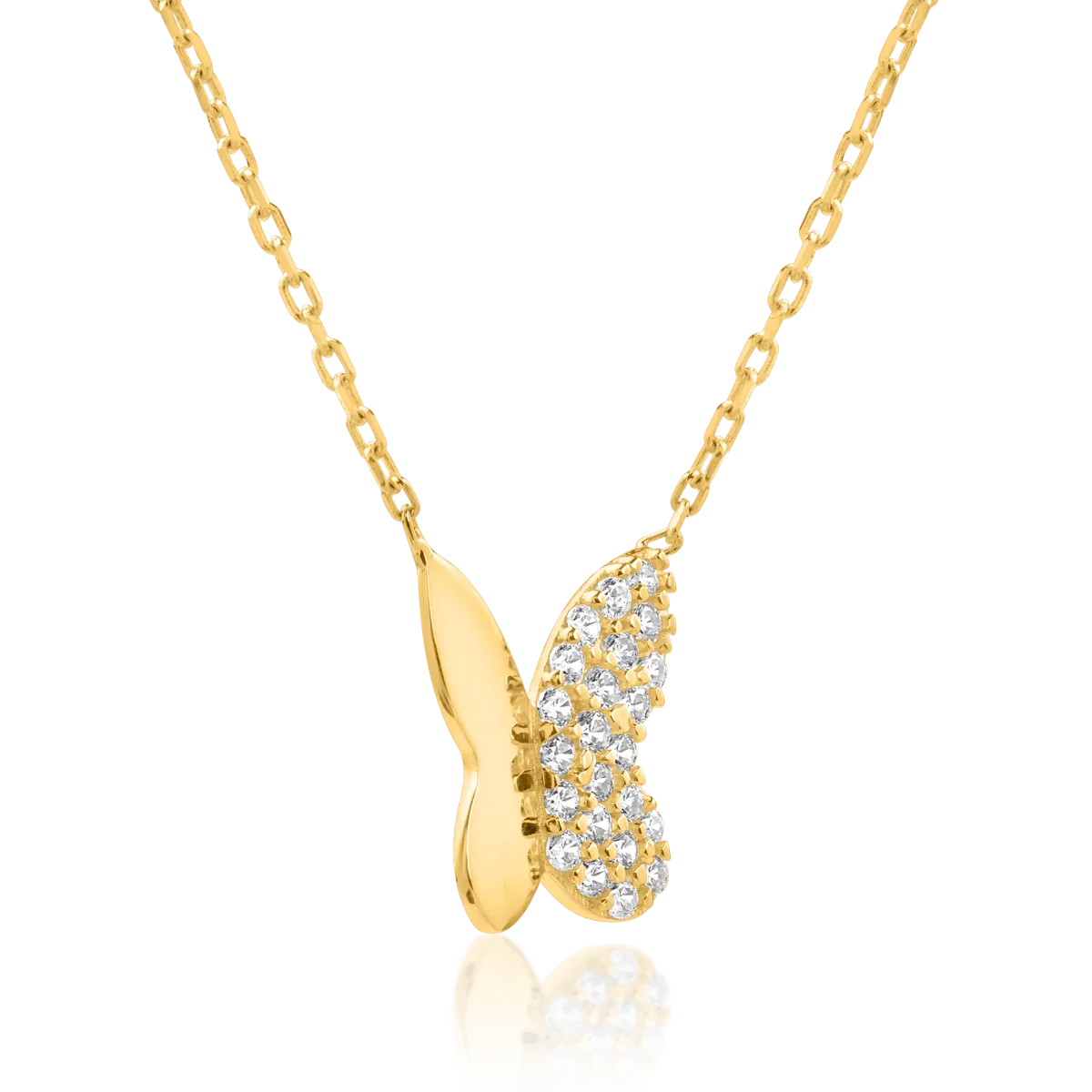 14K yellow gold pendant butterfly necklace