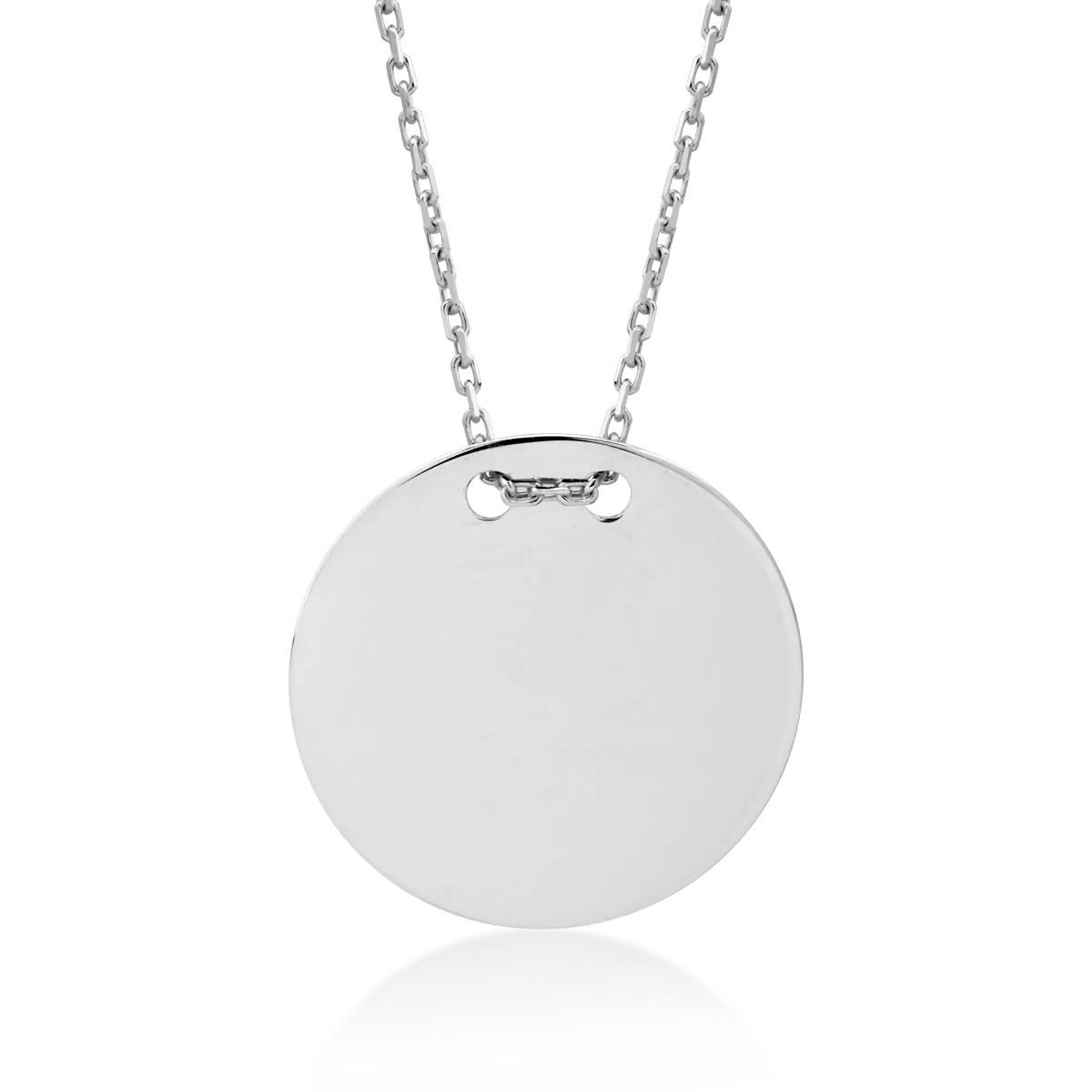 14K white gold coin pendant necklace