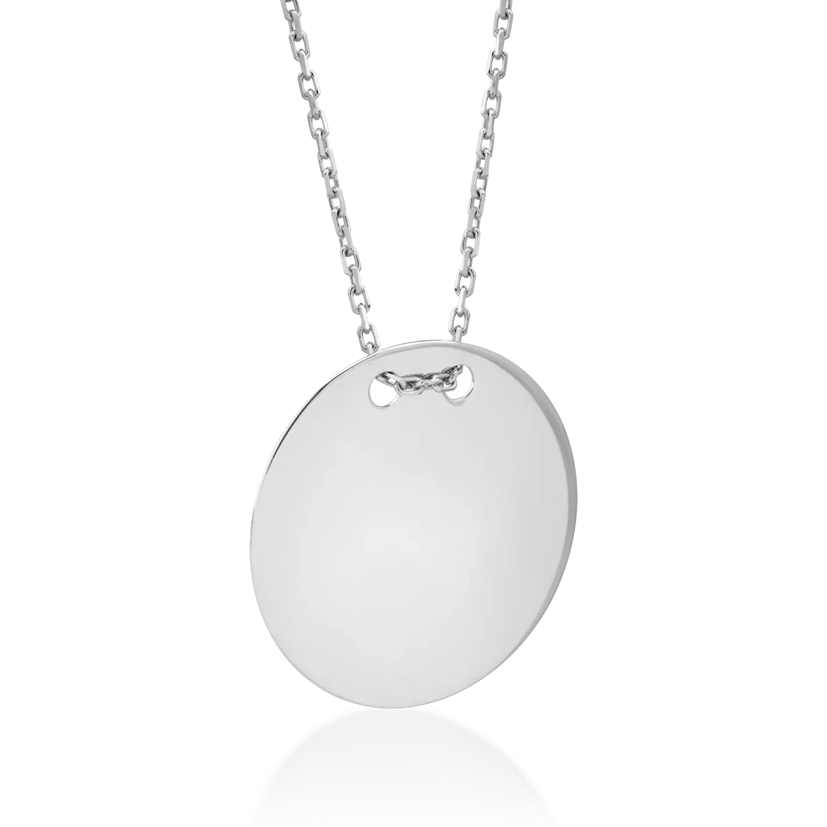 14K white gold coin pendant necklace