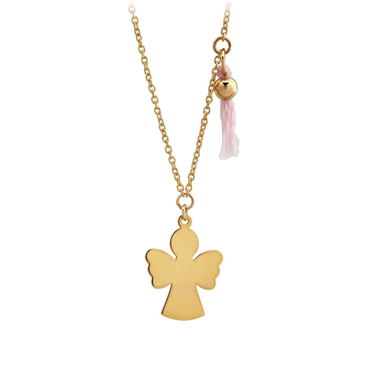 Lant cu pandantiv ingeras din aur galben