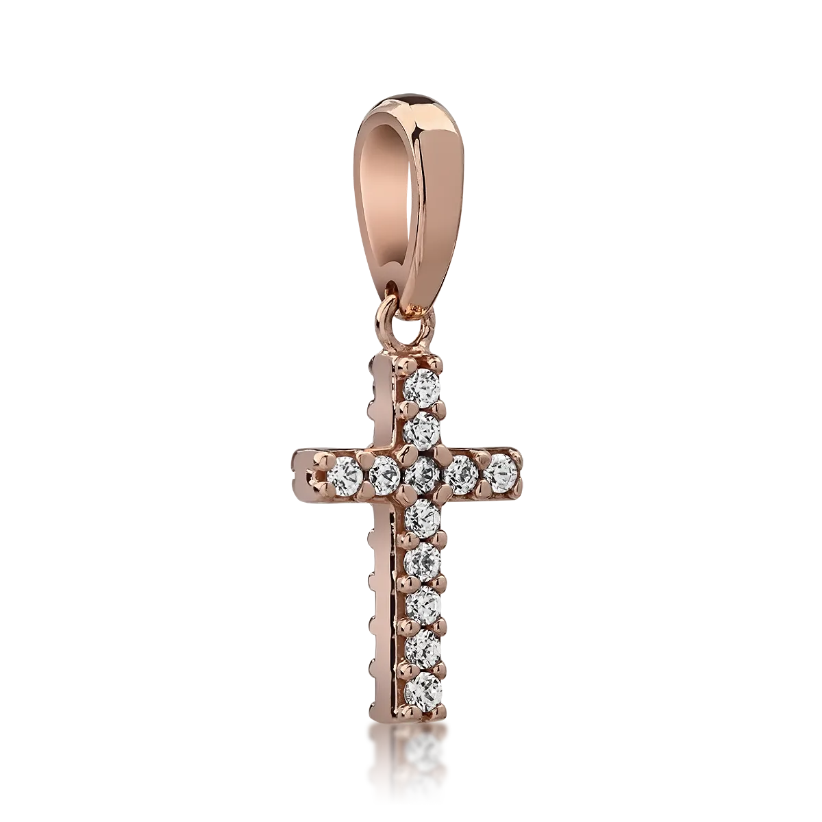 Pandantiv cruce din aur roz de 14K