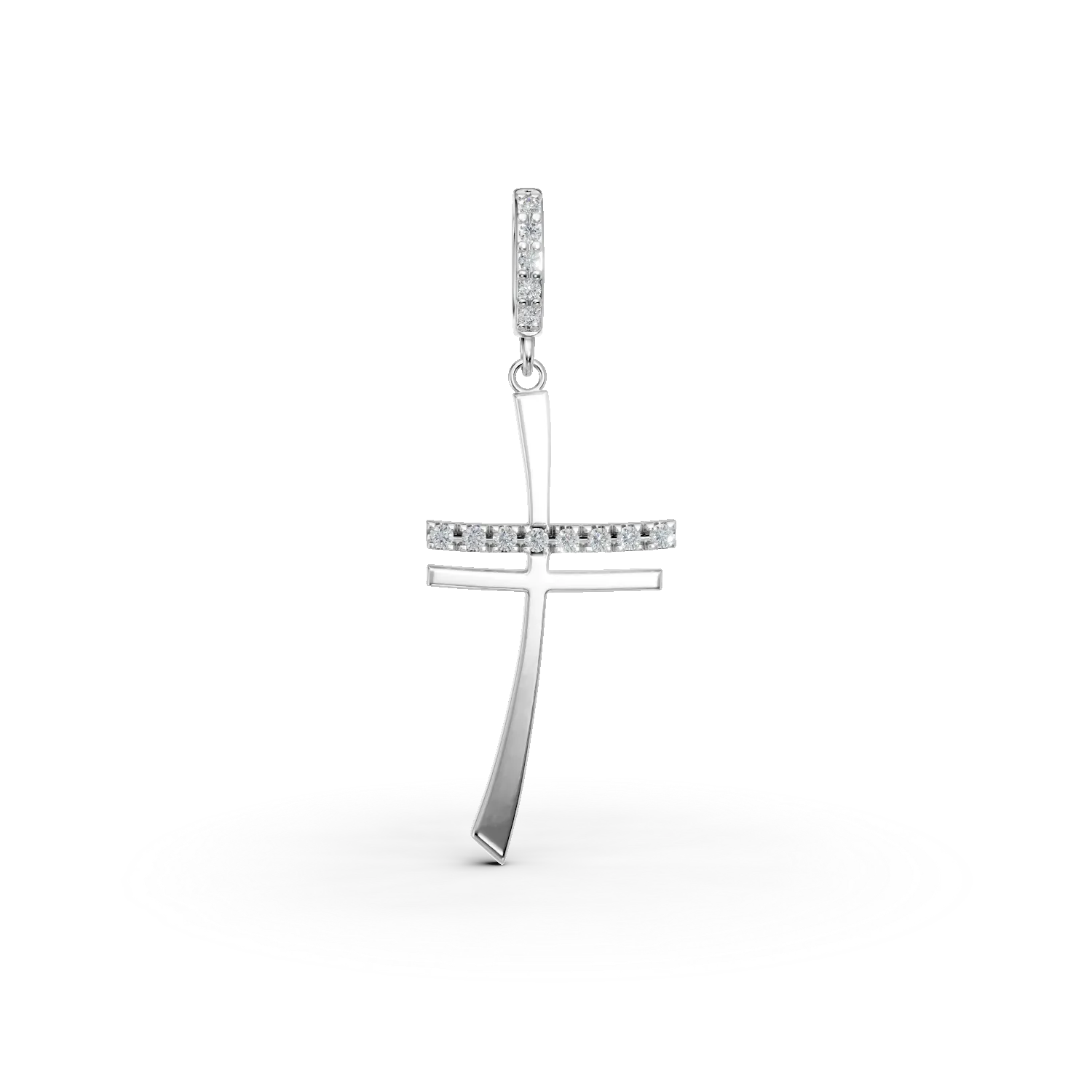 Pandantiv cruce din aur alb de 14K-7124