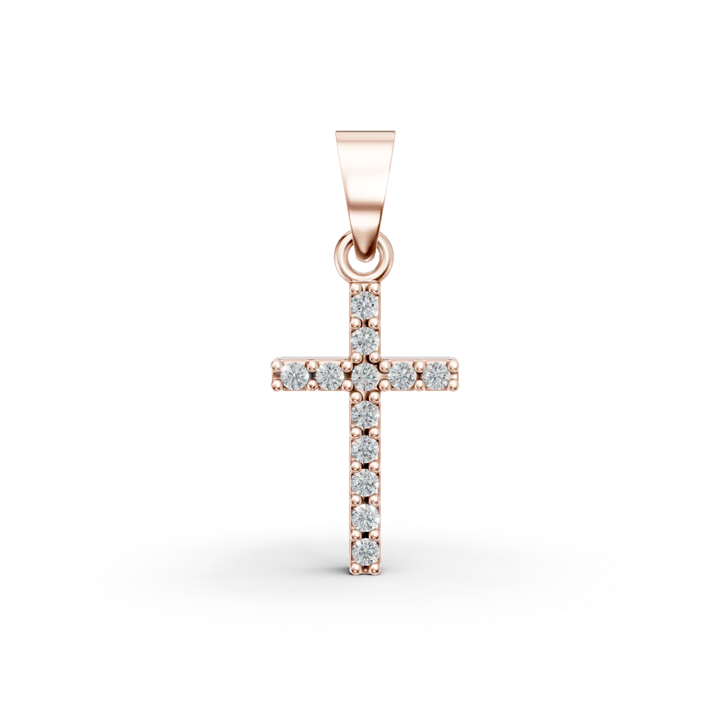 Pandantiv cruce din aur roz de 14K