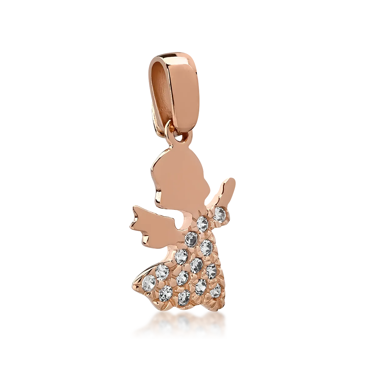 14K rose gold angel pendant