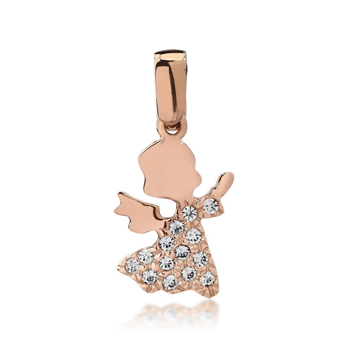 Pandantiv ingeras din aur roz