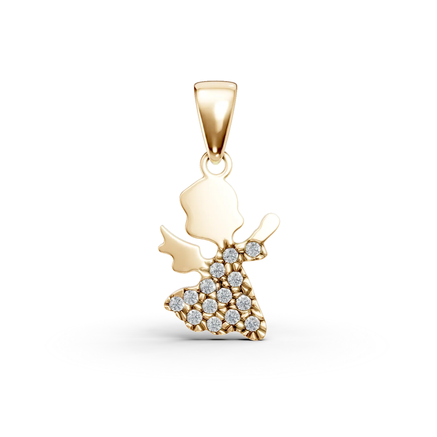 14K yellow gold angel pendant