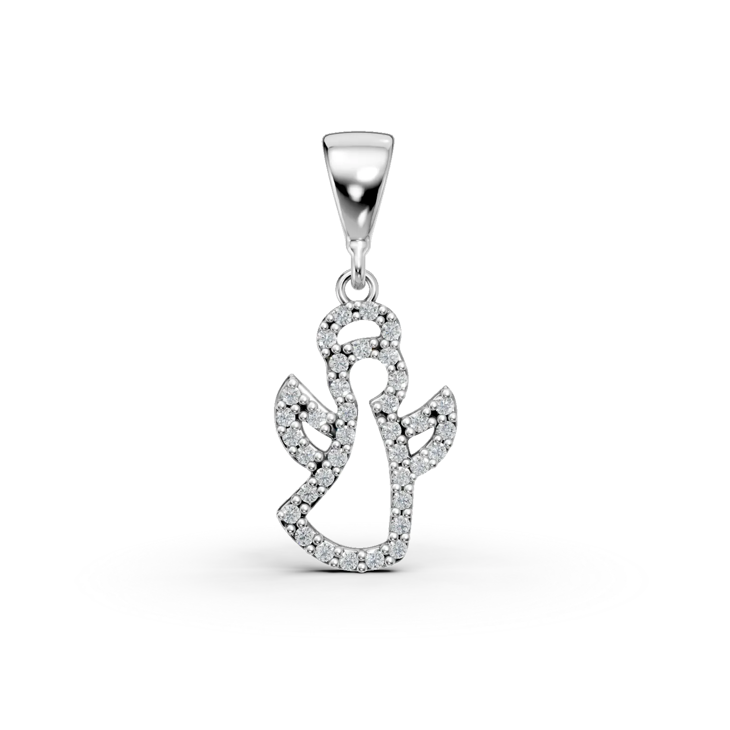 14K white gold angel pendant-7142