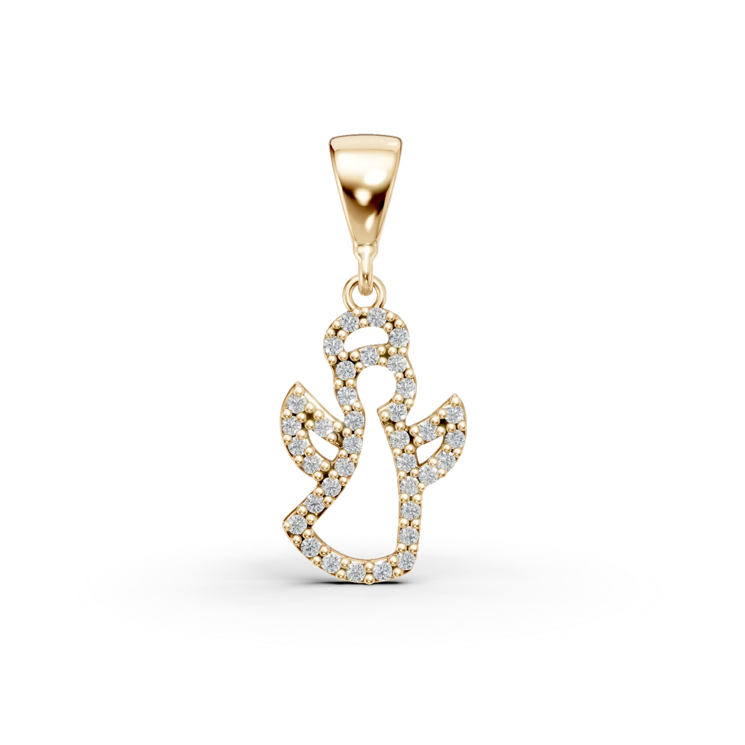 14K yellow gold angel pendant