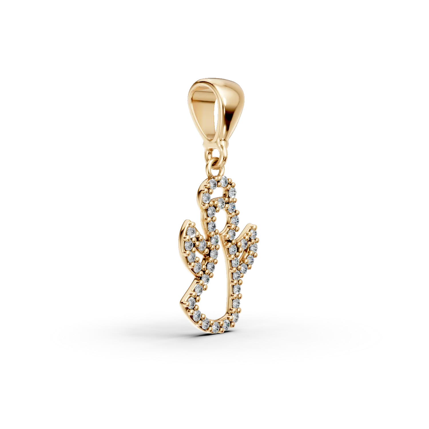 14K yellow gold angel pendant