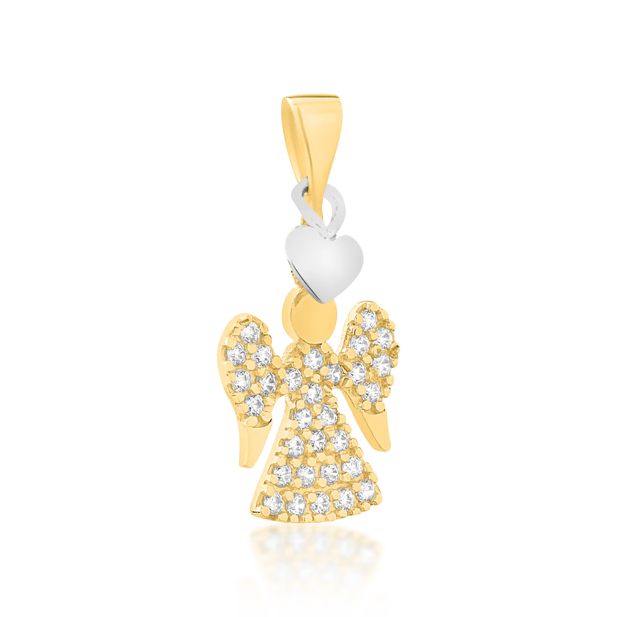 14K white-yellow gold angel pendant