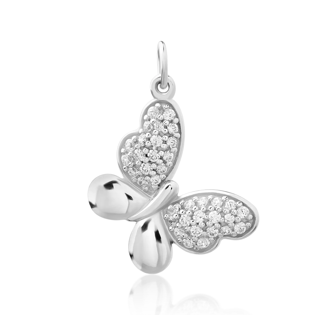 14K white gold butterfly pendant