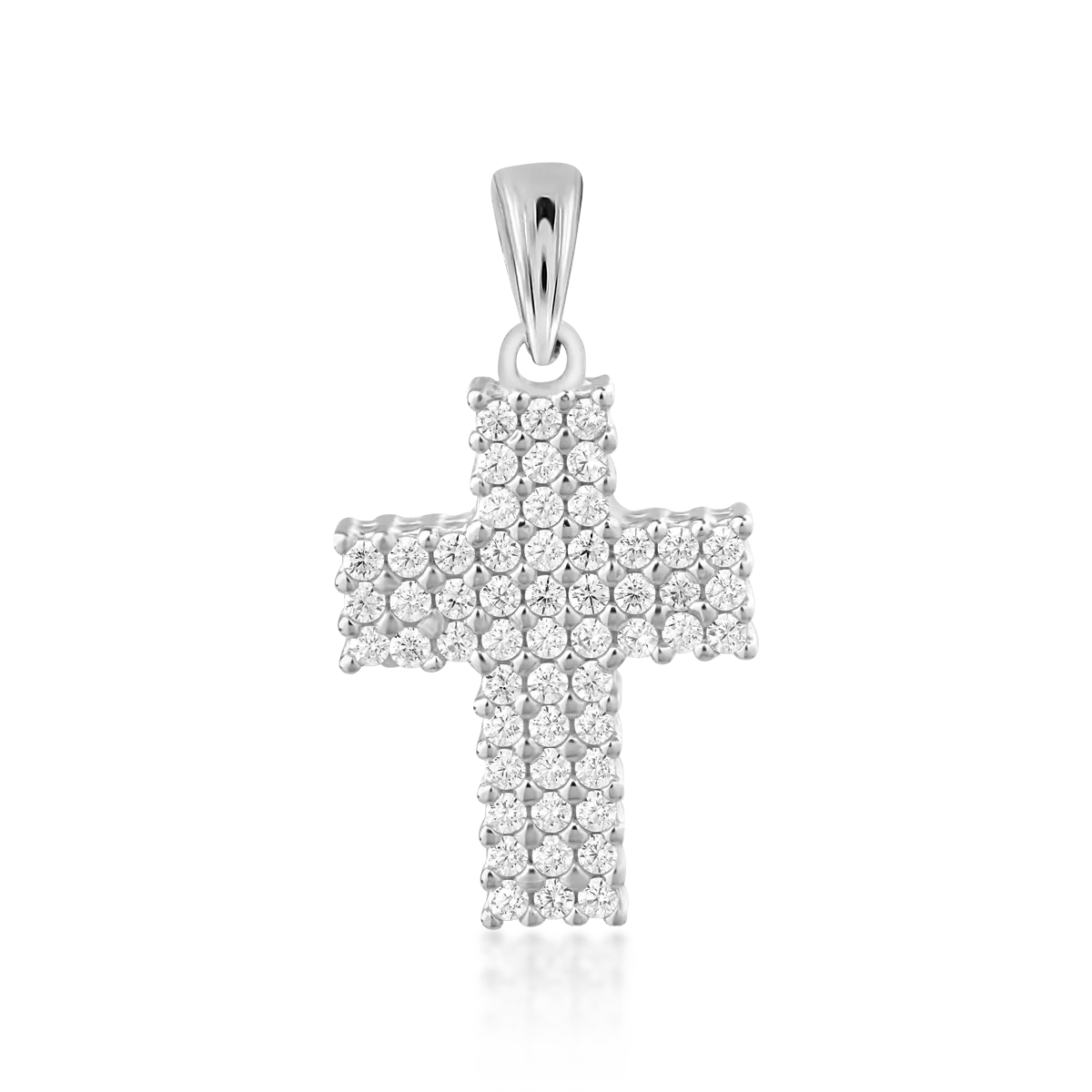 Pandantiv cruce din aur alb de 14K