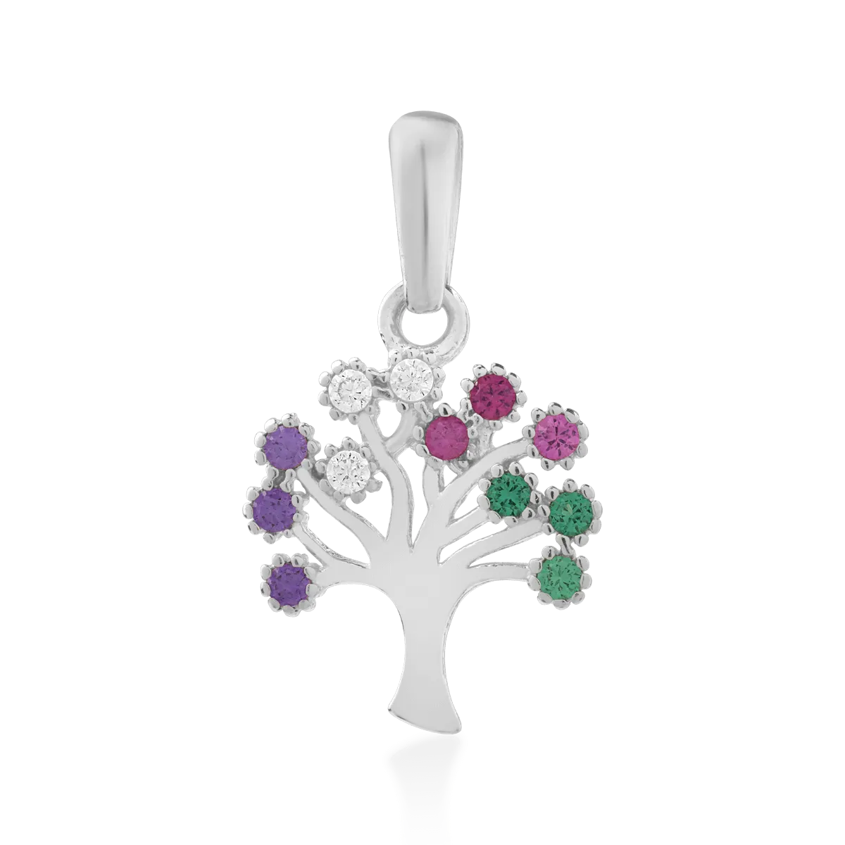 Pandantiv Copacul Vietii din aur alb de 14K