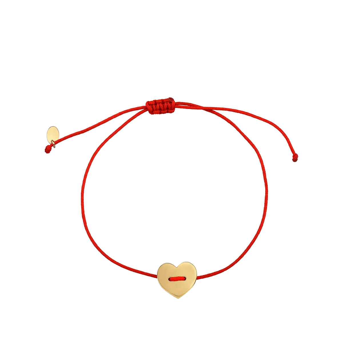 Red cord children's bracelet 14K yellow gold heart charm
