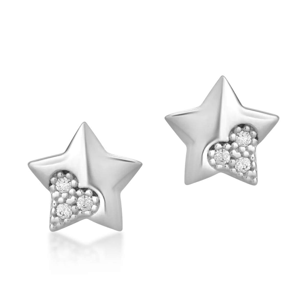 14K white gold star earrings