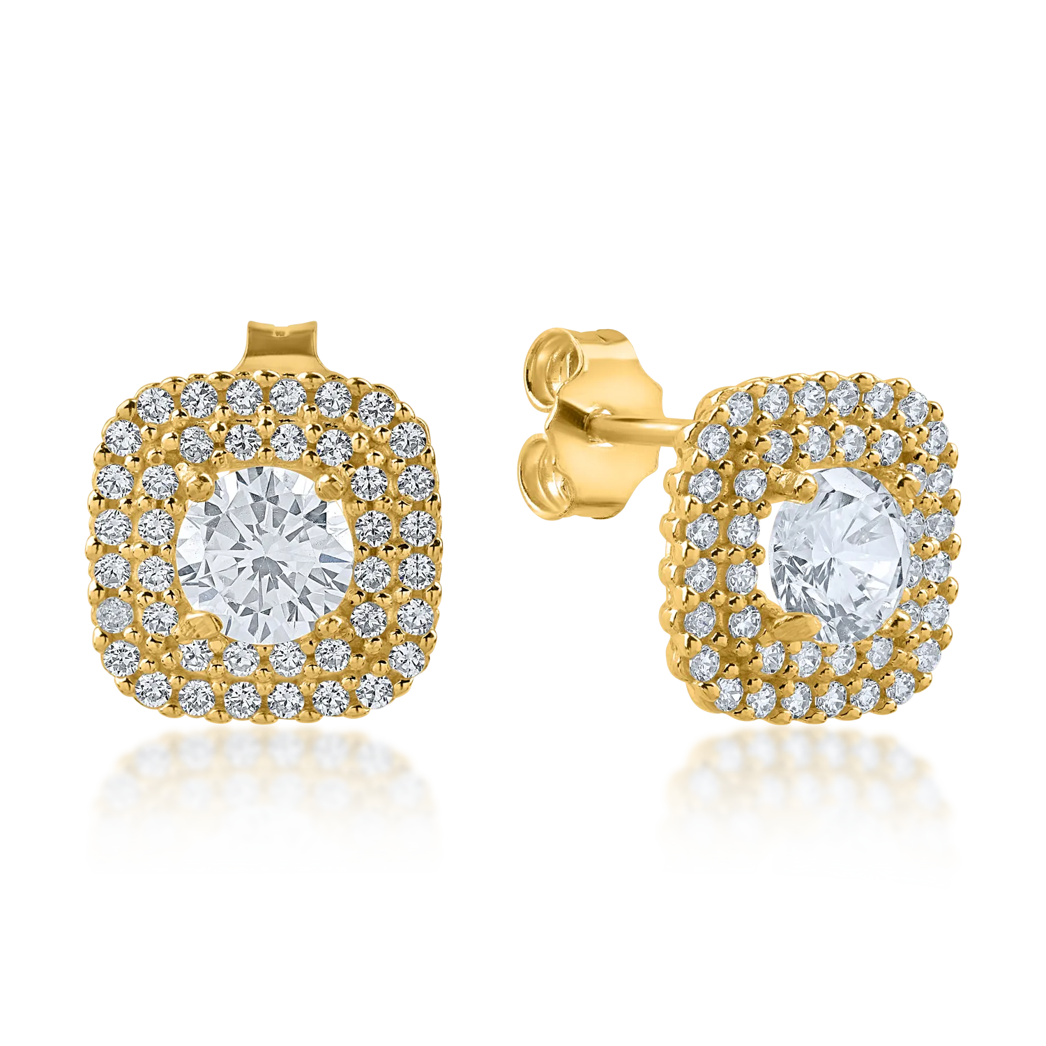 Yellow gold geometric earrings with zirconia