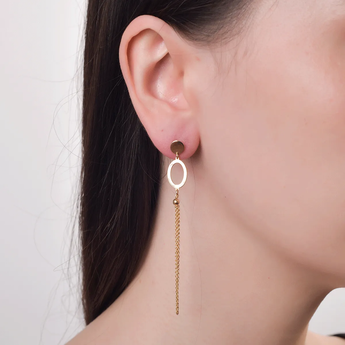 14K yellow gold long earrings