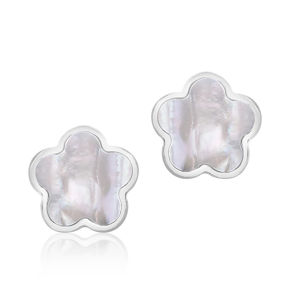 Cercei floare din aur alb de 14K - 1 | YEO