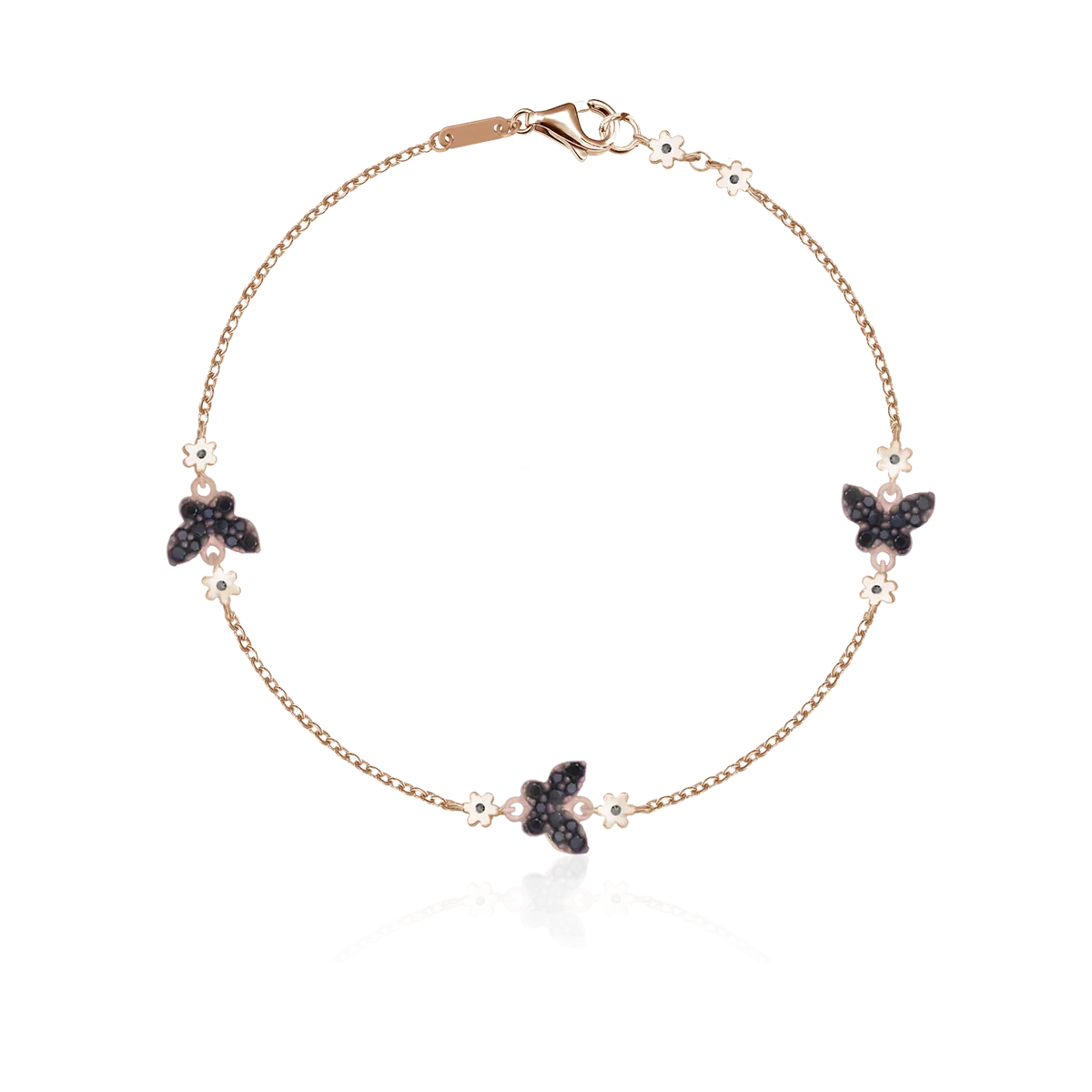 14K rose gold butterflies bracelet