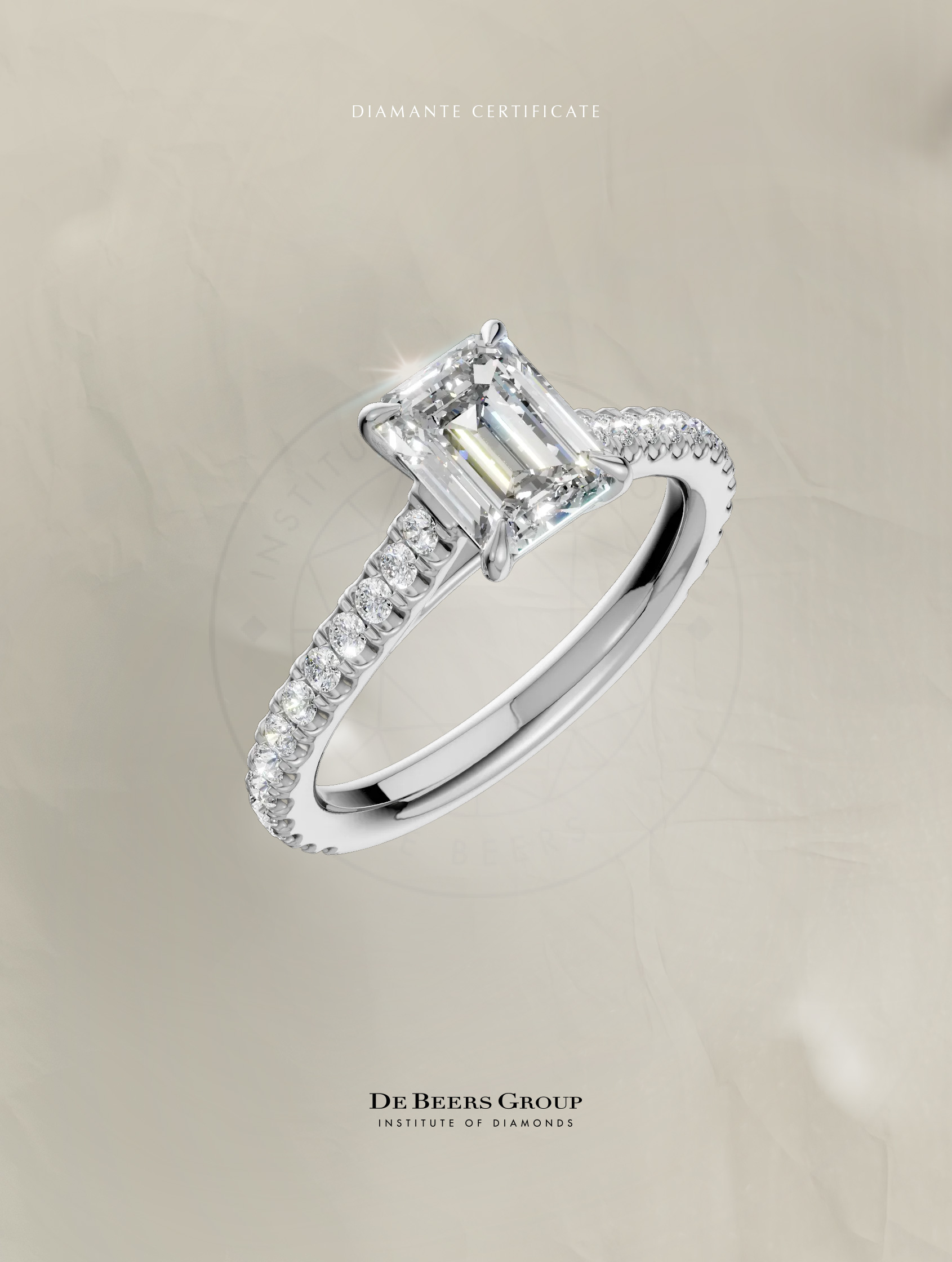 inel de logodna, aur alb, cu diamant, certificat The Beers Institute of Diamonds - TEILOR