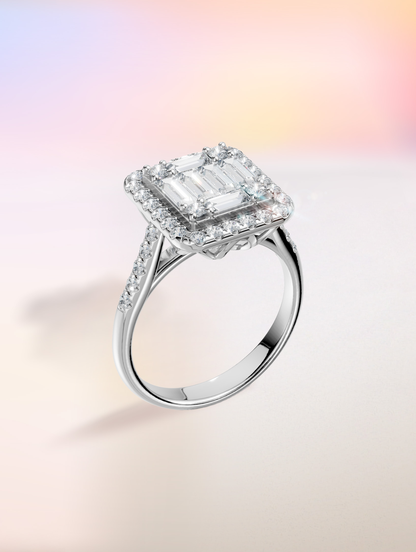 Inel din aur alb cu diamante microsetting - TEILOR