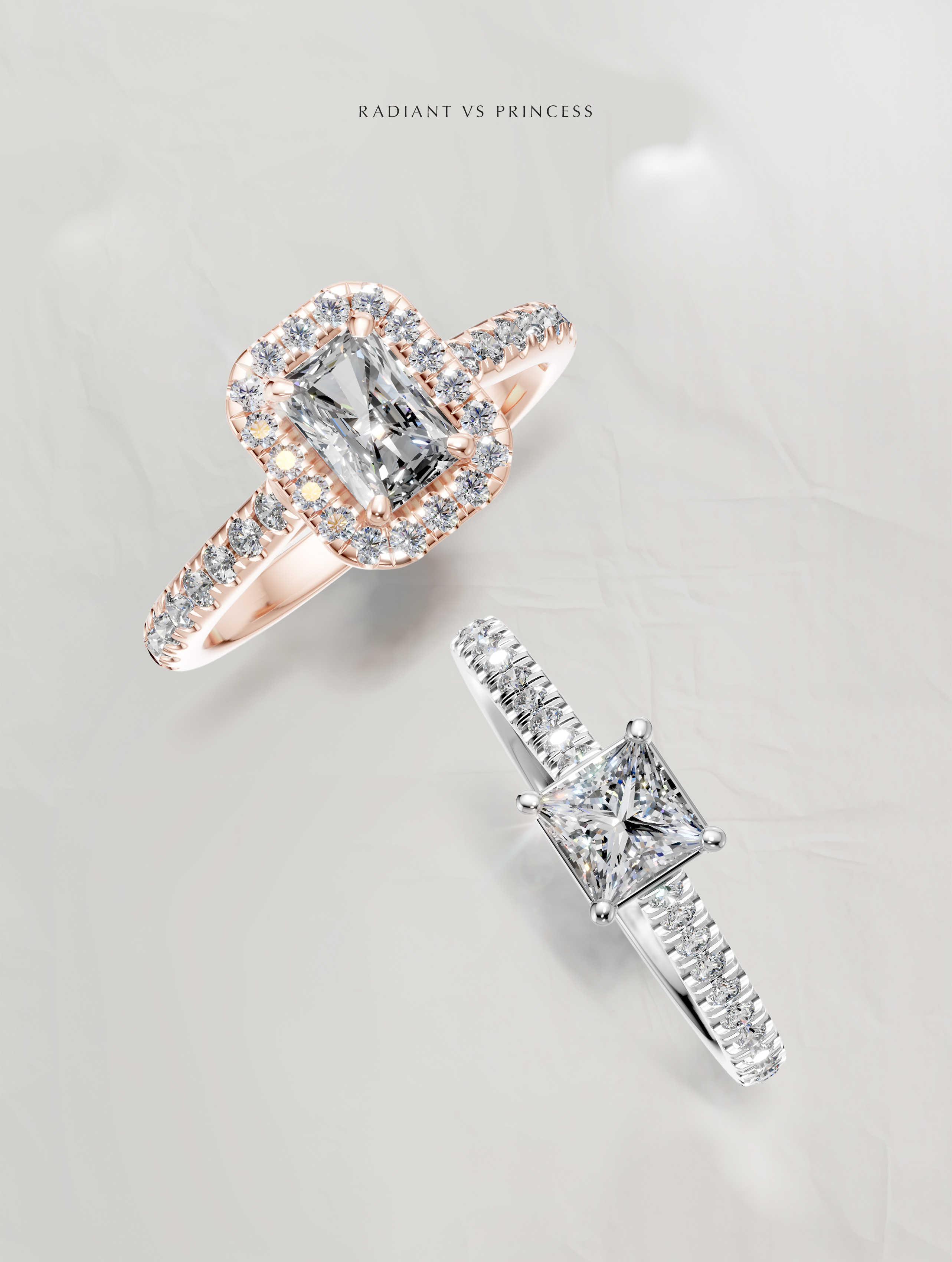 Tăietura Radiant vs Princess: Ce tip de diamant să alegi pentru inelul de logodnă 